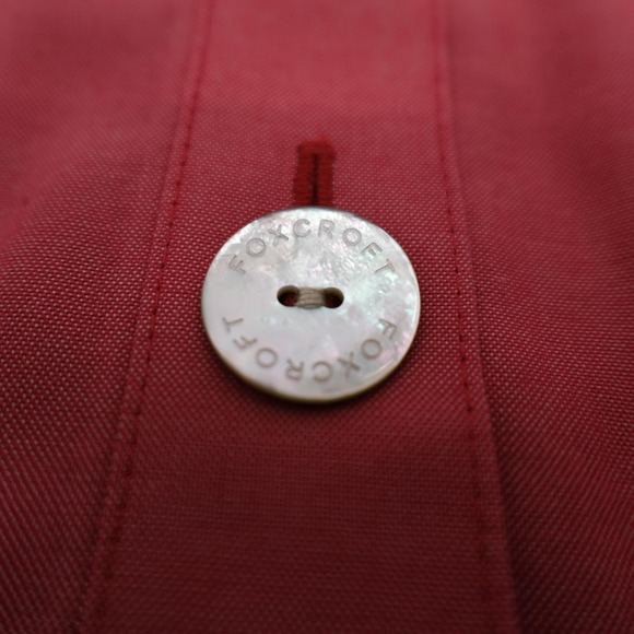 Foxcroft Shirt Womens 14 Red Pandora 3/4 Sleeve Button Front Designer - Picture 11 of 12